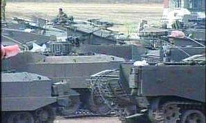 IDF tanks assembled at the entrance to Gaza